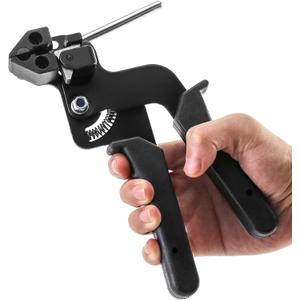 QWORK Cable Tie Gun, Stainless Steel Zip Tie Tightener Wrap Tool, Self-locking Metal Zip Ties Tool, Cable Tie Fasten and Cut for Nylon Plastic Steel Cable Ties