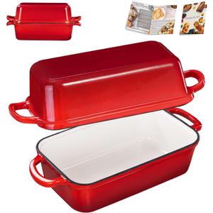GRIMOSA 2 in 1 Cast Iron Bread Pan Red Cherry