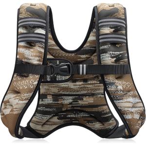 ZELUS Weighted Vest, 12lb Weight Vest with Reflective Stripe for Workout, Strength Training, Running, Fitness, Muscle Building, Weight Loss, Weightlifting (Brushstroke Sand Camo)