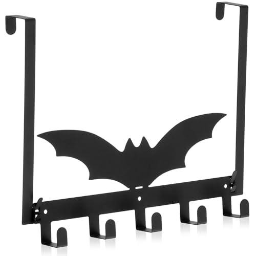 Reallnaive Gothic Bat Over The Door Hooks Goth Bathroom Decor Creepy Hanger Wall Mount Rack Holder for Towel, Hat, Coat, Cloth, Keychain, Bag, Home Organizer