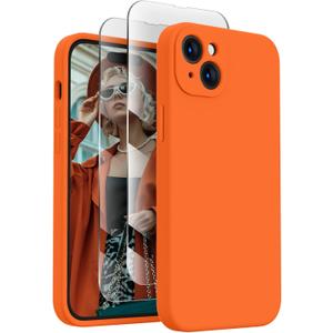 FireNova Designed for iPhone 15 Case, Silicone Upgraded [Camera Protection] Phone Case, Soft Anti-Scratch Microfiber Lining Inside, 6.1 inch, Neon Orange