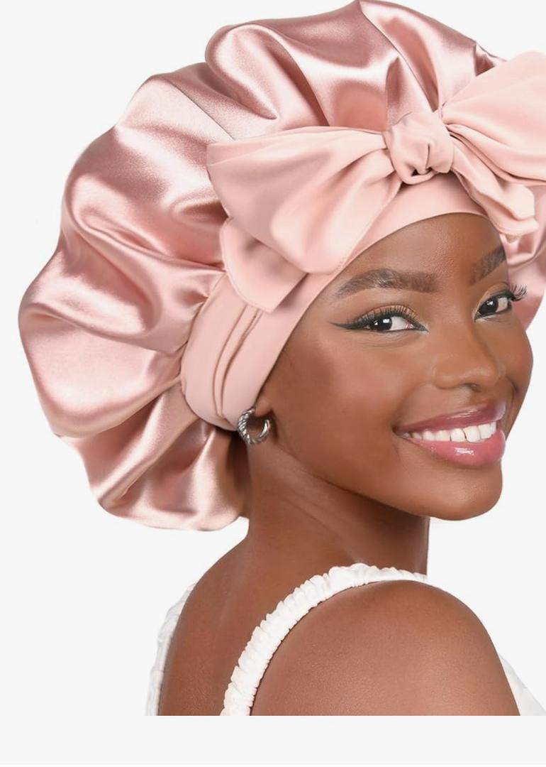 YANIBEST Adjustable Silk Bonnet for Sleeping Women Double Layer Satin Bonnet Reduce Friction Prevent Frizz Curly Hair