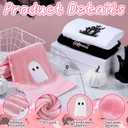 3 Pcs Pink Halloween Hand Towels for Bathroom, Happy Halloween Embroidered Towels Farmhouse Decorative 13.78 x 29.53 Inch Absorbent Soft Cotton for Kitchen Dish Fast Drying Gift