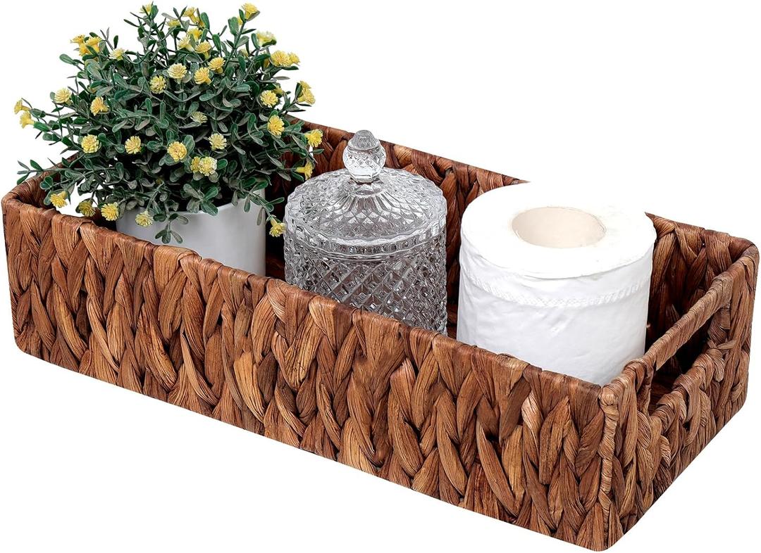 Wicker Storage Basket Bathroom Toilet Tank Toilet Paper Baskets,Toilet Paper Holders for Storage with Built-in Handles,Storage Baskets for Organizing Pantry Bathroom