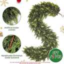 6FT Christmas Cedar Garland Thick & Lush, Real Touch Faux Greenery Christmas Garland for Mantle, Fireplace, Porch, Outdoor & Indoor Holiday Decorations (2 Pcs)