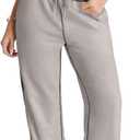 Herseas High Waisted Sweatpants for Women 2025 Fall Wide Leg Contrast Stitching Drawstring Loose Lounge Jogging Pants (Large, Gray)