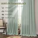 Natural Linen Curtains 84 Inch Length for Living Room 2 Panel Pocket Drape Light Filtering Semi Sheer Cream Country Rustic Farmhouse Boho Curtain Bedroom Pinch Pleated Look Ivory Color Back Tab Birch