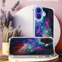 Compatible with iPhone 16 Plus Case Clear Cute for Women - Rugged Phone Cases Funda Protector Cover Skin (Pink Galaxy Universe)