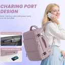 Sinaliy Travel Backpack, Carry on Flight Approved Backpack with Multi-Pockets, TSA Waterproof 17.3inch Laptop Backpack, Personal Item Travel Bag for Men Women, Light Purple
