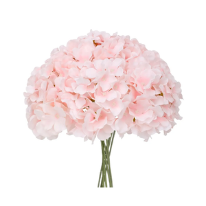 Fake Light Pink Hydrangea Artificial Flowers Bouquet 3pcs Real Touch Silk Fake Hydrangeas Heads with 176 Petals and Stems Faux Hydrangeas Blush Flowers for Table Centerpieces Party Floral Arrangements