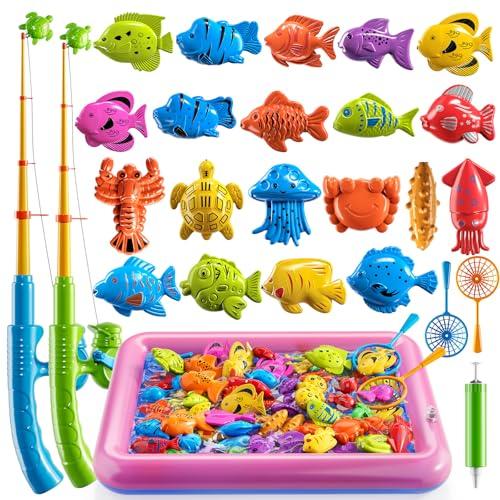TEMI Fishing Toy for Kids 3-8 Years Old, Bath Toy for Child, Magnetic Fishing Pole for Toddlers, Summer Water Toys for Boys and Girls, Outdoor and Indoor Toys, Gifts for Birthday and Holidays