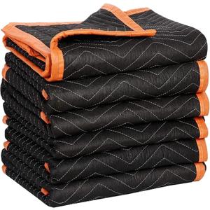 Simpli-Magic 79522 Heavy Duty Padded Moving Blankets, Orange/Black, 72” x 80”, 6 Pack