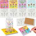 10 Set Mother's Day Crafts Bulk I Love You Mom DIY Ceramic Tiles, 4x4 Make Your Own Mother's Flower Coasters with Backing Pads for Painting, Unglazed Ceramic Crafts for School Classroom Activities
