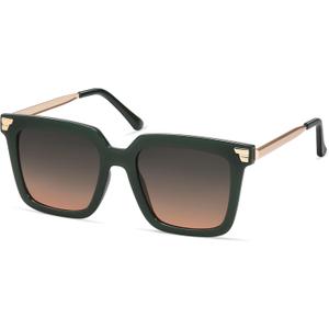 SOJOS Retro Oversized Square Sunglasses for Women Trendy Vintage Shades Classic Big Sun Glasses UV400 SJ2216A (Olive/Gradient Green to Pink)