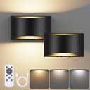VOLISUN No Hardwired Wall Sconces, Modern Wall Sconces Battery Operated with Remote, 3000K-6500K Dimmable LED Wall Lamps, Wireless Wall Lights for Bedroom, Living Room, Hallway, Corridor(2 Pack)