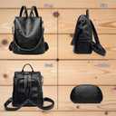 Backpack Purse for Women, Large Capacity PU Leather Shoulder Bags Multifunctional Fashion Backpack Travel Bag for Working Shopping Hiking (Black)