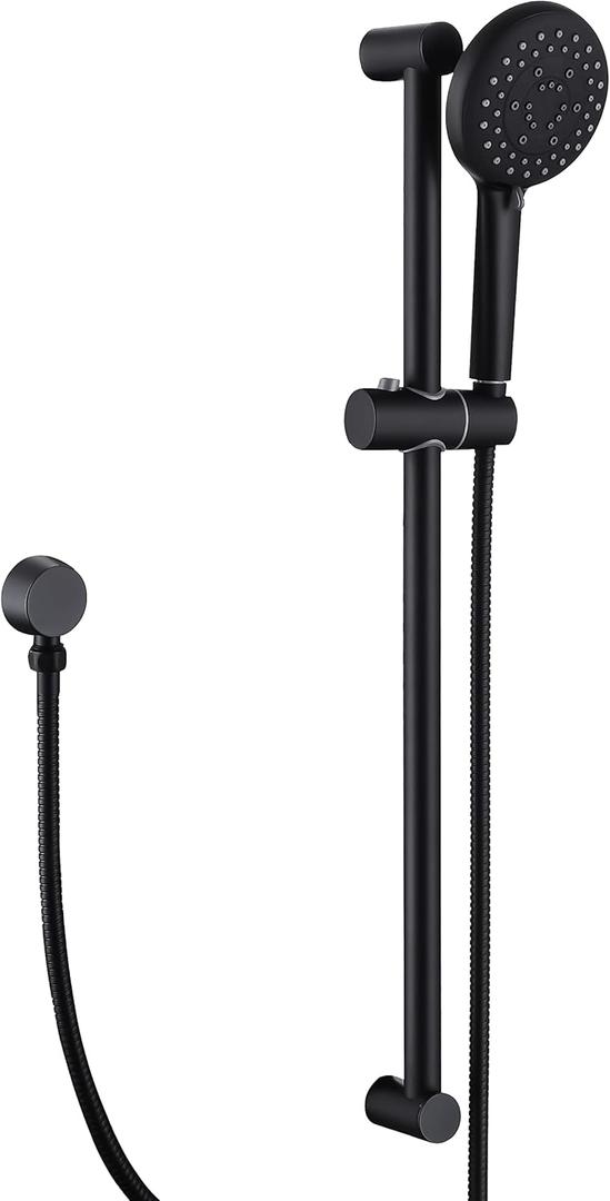 5-Spray Handheld Shower Head Set with 28.35-Inch Slide Bar Stainless Steel, Matte Black Shower Slide Bar Combo with Hose, Adjustable Height Shower Head