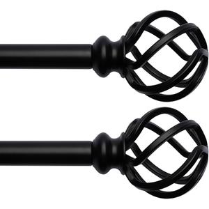 2 Pack Decorative Window Curtain Rod with Brackets- Hollow Design 3/4'' Inch Pole, 48 to 84 Inch Adjustable Side Curtain Rod Antique 