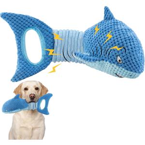LEGEND SANDY Dog Toys for Aggressive Chewers, Large Dog Toys to Keep Them Busy, Interactive Squeaky Pet Toys, Tug of War, Crinkle Blue Shark