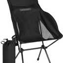 TSE HC100 Camping Chair, 3.36lbs Lightweight Folding Chair with Cup Holder, Portable and Easy to Carry for Camping, Beach, Hiking, Urbain, Festival or Garden (Black)