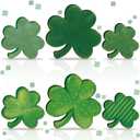 Wenqik 6 Pcs St. Patrick's Day Wooden Signs Clover Shamrock Wooden Table Centerpiece Decoration Green Farmhouse Wood St Patricks Day Tiered Tray Decor for Holiday Fireplace Home (Cute)