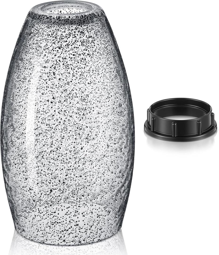 1 Set Oval Glass Lamp Shade 7.5" High x 4.7" Diameter Glass Pendant Lampshade Compatible with E26 Light Fixtures Lampshade Replacement for Kitchen Island Ceiling Pendant(Black Seeds)