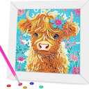 Meothan 5D Diamond Art Kits for Kids, DIY Easy Cute Cow Baby Diamond Painting Kits for Kids, Full Drill Big Gem Art by Number Dots for Childrens Ages 6-7-8-9-10-12, Home Decor 7x7 in (with Frame)