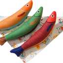 Cat Toys with Soft Chew Kicker Cat Toys for Indoor Cats & Kittens, Crinkle &Rattle Fish Sound Toy (3 Packs)