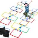 Woanger 2 Sets of Hopscotch Outdoor Squares 20 Pcs Hopscotch Ring Game with 30 Pcs Connectors Outdoor Indoor Obstacle Course for Kids Playground Agility Training(15 Inch,Square)