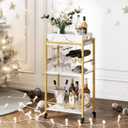 3-Tier Gold Bar Cart with Removable Tray, Small Bar Carts with Wheels, Rolling Beverage Cart, Drink Cart, Gold Wine Cart with Wine Rack for Kitchen, Living Room GBC513G