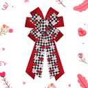 Hying Large Valentine's Day Bows for Wreath, Valentines Heart Wreath Bows Black Red Buffalo Plaid Bows Wedding Farmhouse Tree Bows Ornaments for Front Door Home Anniversary Valentines Decorations