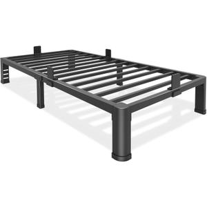 Bilily 10 Inch Low Twin Bed Frame with Round Corner Legs,3500 LBS Heavy Duty Low Profile Twin Size Metal Platform, Steel Slats Support No Box Spring Needed Easy Assembly Noise-free for Kids Room,Black