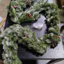 6FT Led Christmas Garland with Berry Pine Cone Pre-Lit Greenery Garland Artificial Battery Powered Lighted Christmas Garland Decoration for Christmas Tree Fireplace Indoor Decor, Battery Not Include