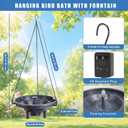 Hanging Bird Bath Fountain Kit, 12 Inch Plastic Birdbath with Flowing Fountain, US Plug, 32.8 ft Pipe Insulation Tape Wrap, 8 Inch Outdoor Cord Connection Box for Garden Lawn Yard