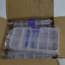 12 Pack Mini Clear Storage Containers with 10 Grid Dividers, Small Plastic Tackle Boxes for Beads, Buttons, DIY Jewelry (2.5 x 5 In)