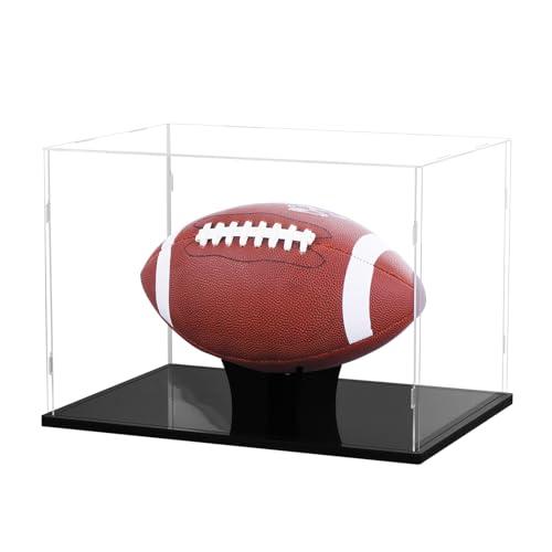 Football Display Case Full Size, Acrylic Clear Box with Stand, UV Protected Memorabilia Holder, for Autographed Football Fans & Collectors, Sports Collectibles