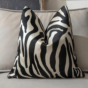 1pc Polyester Pillow Cover Multicolor Geometric Lines Zebra Black and White Animal Pattern Design Luxury Single-Sided high-Precision Jacquard Process with Zipper 24 x 24 inches(no Pillow core)