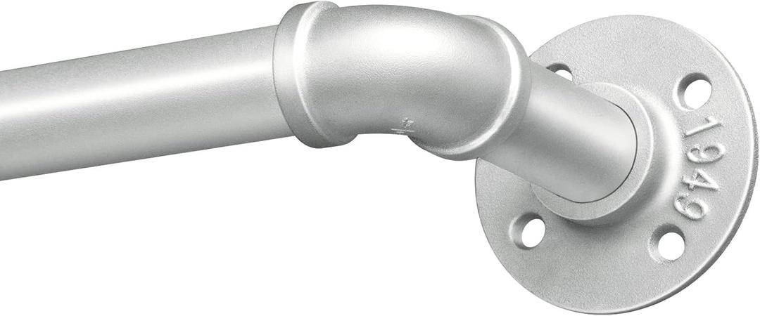 1 Inch Curtain Rods for Windows 72 to 144, Outdoor Industrial Adjustable Blackout Curtain Rod, Indoor Heavy Duty Wrap Around Drapery Pole, Silver, 72-144"