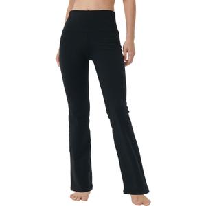 Bootcut Yoga Pants for Women with Hidden Pockets High Waist Workout Pants Tummy Control Dress Bootleg Work Pants (Medium, Black)