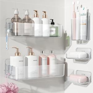 Nieifi Adhesive Shower Shelves, Clear, 5 Pieces
Rustproof ABS, Large Capacity, Removable Design, Easy-Clean, No Drilling Shower Organizer for Bathroom Storage & Home Decor