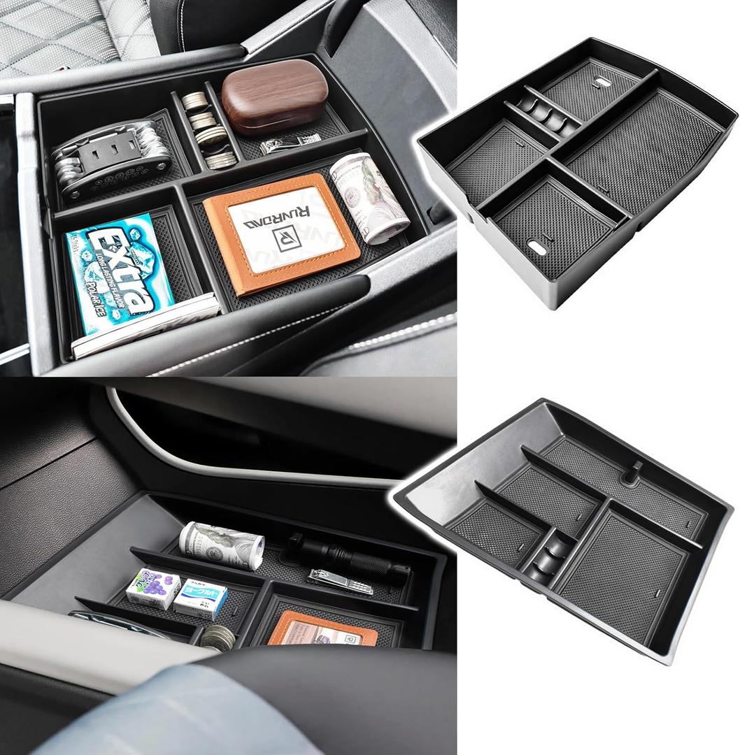 Center Console Organizer Tray & Lower Organizer Compatible with 2024 VW Atlas and Cross Sport Accessories, Insert Middle Console Storage Box Armrest Tray Dividers 2024 Atlas Accessories (2pcs)