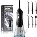 Water Flosser for Teeth Cleaning and Flossing, 5 Modes Rechargeable Cordless Oral Irrigator 320ml Water Tank Teeth Cleaner, IPX7 Waterproof Portable Electric Dentel Flossers for Home and Travel,  Black