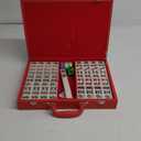 Large 1.5" American Mahjong Set with Red Leather Case,166 Quality Tiles,Jade White/Antique Ivory Luxury Game for Family Nights/Collector Gifts (Racks and Pushers not Included) (Jade White)