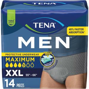 Tena Men Protective Underwear for Men, Maximum Absorbency, Better Fit, Adult Diaper, XXLarge, 14 Count