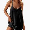 Womens 2025 Summer Sleeveless Mini Dress Spaghetti Strap Sundress with Built-in Shorts Golf Athletic Dresses Size XXL