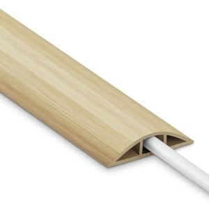 Floor Cord Cover 4FT, White Maple Wood Cord Hider Floor, PVC Cord Protector Floor, Hide Extension Floor Wire Covers for Cords, Organizer Wires Floor Cable Cover, Cable Cavity: 0.47" (W) x 0.24" (H)