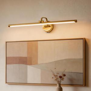 Hardwired Picture Light for Wall,32 Inch Modern Brass Dimmable Frame Light with Adjustable Swing Arm,3CCT LED Art Display Light for Paintings,120 Volts Gallery Wall Light,Hallway Vanity Light,10W