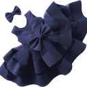 AIMJCHLD 3-6T Baby Girls V Backless Flower Dress Pageant Party Wedding Gown Dresses with Hair Bow