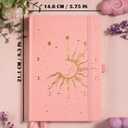 Sun & Moon Journals for Women Men, A5 Hardcover Notebooks for Writing for Work, Travel, School,318 Numbered Pages, 5.8x8.4 (Ruled, Pink)