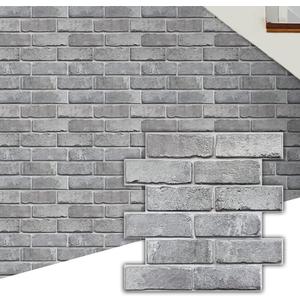 Commomy 10 Pcs 3D Peel and Stick Brick -11.8"X11.8" Small Size Thin PVC Faux Brick Wall Panels Farmhouse DIY Self-Adhesive Wall Tile Faux Brick Paneling for Living Room,Bedroom,RV, Kitchen,Fireplace